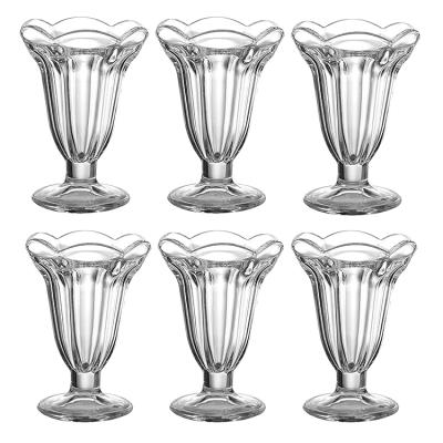 China Viable Glassware 5.6oz Vintage Yogurt Parfait Milkshake Dessert Ice Cream Cups With Foot for sale