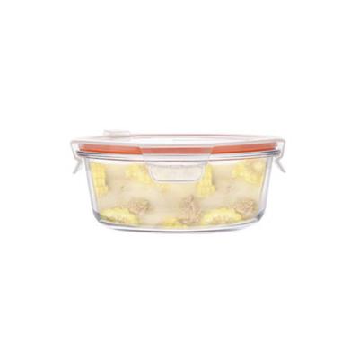 China Microwavable BPA Free Airtight Airtight Round Glass Food Storage Containers With Lids for sale