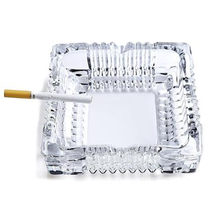 China Eco - Friendly Large Classic Square Cigar Glass Ashtray Ashtrays Rolling Trays For Smoke for sale