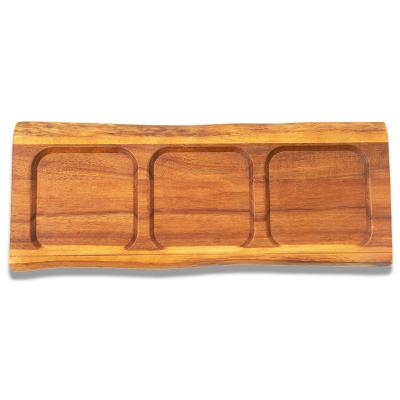 China Sustainable Acacia Dinner Plate Solid Wood Food Grade Dispensed Kitchen Serving Board For Serving Breakfast Coffee Snacks for sale