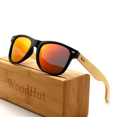 China High Quality Sports Sunglasses UV400 Polarized Retro Black Bamboo Frame Sunglasses Custom Logo Wooden Sunglasses for sale