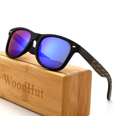 China Sports Sunglasses Fashion 2021 UV400 Polarized Wooden Sunglasses Custom Logo Retro Black Bamboo Frame Sunglasses for sale