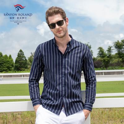 China Wholesale Fashion Pure Cotton Solid Color Mens Anti-pilling Plaid Stripe Custom Shirt for sale