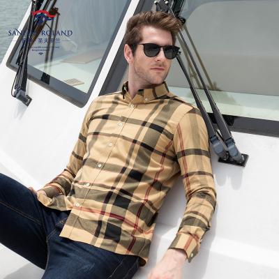 China Wholesale fashion pure cotton solid color men's anti-pilling custom plaid shirt for sale