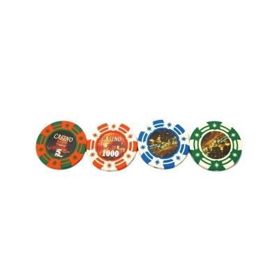 China Colorful Clay Poker Chips Sticker 13.5g ABS Clay Star Shape Casino Chips for sale