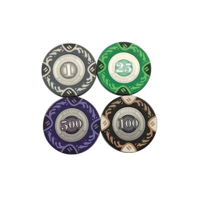 China Clay 13.5g Clay Poker Chips With Pattern Three Special Colors Custom Casino for sale