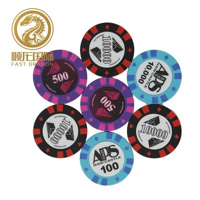 China ABS 14g Clay Poker Chips With Sticker Custom Printed Coin Casino Chips Poker Chips for sale