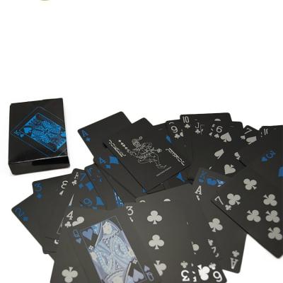 China High Quality Waterproof Plastic Playing Card PVC Black Playing Poker Cards Blue Color Poker Bundle Cards for sale