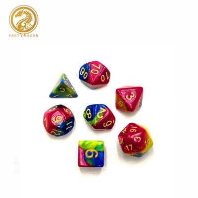 China KTV.Bar.Family Entertainment 7 Pcs New Design Colored Metal Custom Volume Playing Polyhedral Dice Set For Wholesale for sale