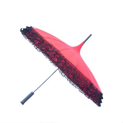 China High Quality 27inch Heart Straight Manual Open Shape Chinese Wedding Umbrella for sale