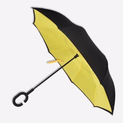 China High Quality Hands C Handle Double Layer Reverse Free Reverse Inverted Umbrella For Better Brella for sale