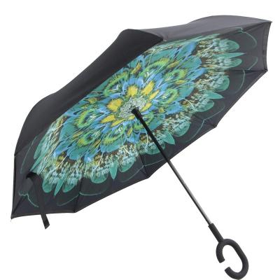 China High Quality 23inch High Quality Led Lighting Reverse Umbrella Doll Umbrella Wooden Paraguas Umbrella for sale