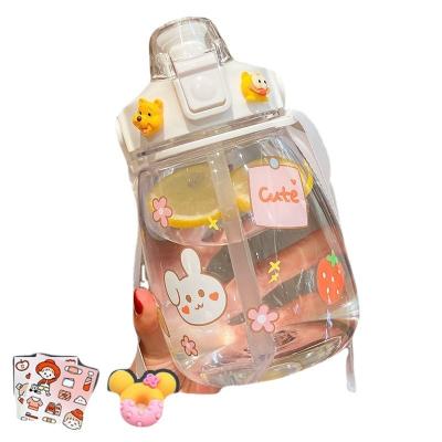 China Viable Kids Creative Animal Model Drinking Cup Large Capacity Include Straw Trending Plastic Crystal Water Bottle for sale