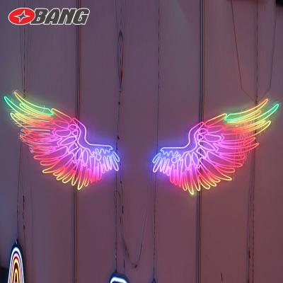 China Other Cafe Advertising Signs Acrylic Angel Wings Neon Light Beverage Shop Logo Entertainment Venue Neon Lights Decoration for sale