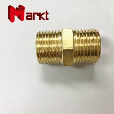 China Hose Lines Connect Pipe Fitting Male NPT Thread Nipples Brass Hex Nipple Fittings for sale