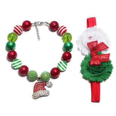 China Cute Christmas Hat Pendant Beaded Necklace Children's Soft Clothing Accessories Christmas Gifts for sale