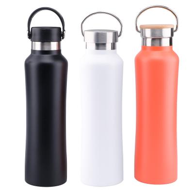 China PORTABLE 24 Ounce Bpa Free Keep Cold Stainless Steel Wide Mouth Vacuum Water Bottle Thermo Mug With Bamboo Lids for sale