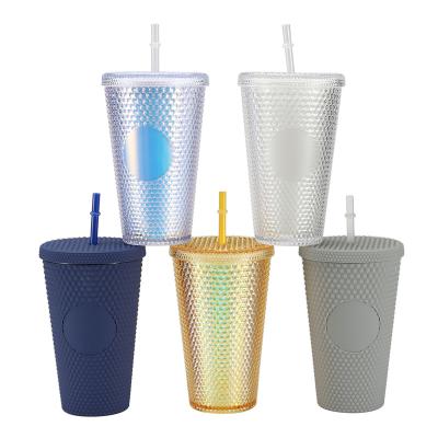 China Factory Craft Diamond Cut Plastic Ps Cups Outdoor Eco-Friendly Star Stock Plastic Cups Large Capacity Coffee Cup for sale