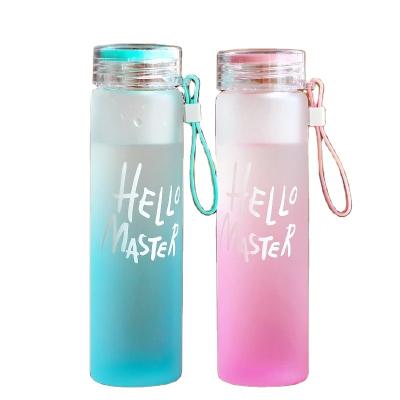 China 16 oz Sustainable Glass Water Bottle with Leak Proof Matte Coating & BPA Free - 100% Borosilicate Glass for sale