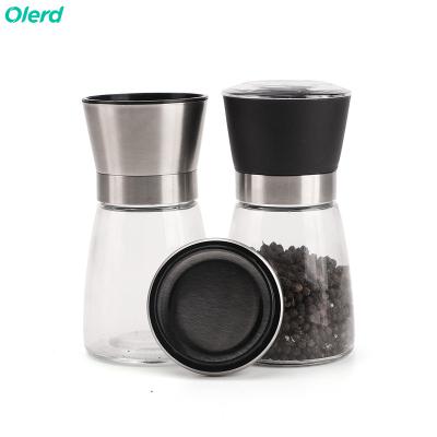 China Best Viable Price Manual Successful OLERD Amazon Spice Salt Pepper Mill Glass Container Disposable Grinder for sale