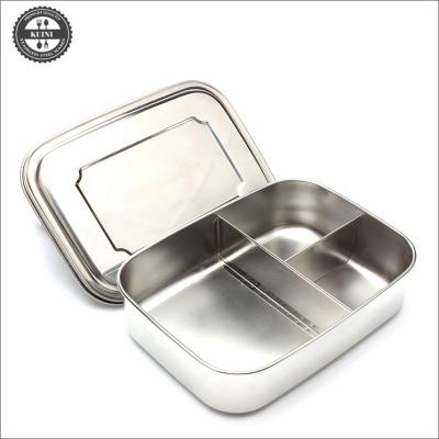 China Bento Lunch Box 18/8 stainless steel 3 compartments Bento Lunch Box for sale