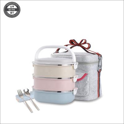 China Leakproof Bento Lunch Box Stainless Steel Bento Lunch Box Container Set With Insulated Lunch Bag for sale