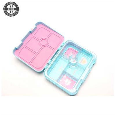 China Freshness Preservation 6 Compartment Leakproof Plastic Bento Lunch Box Container For Kids for sale