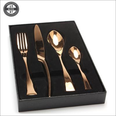 China Disposable Stainless Steel 4 PCS Rose Gold Cutlery Set for sale