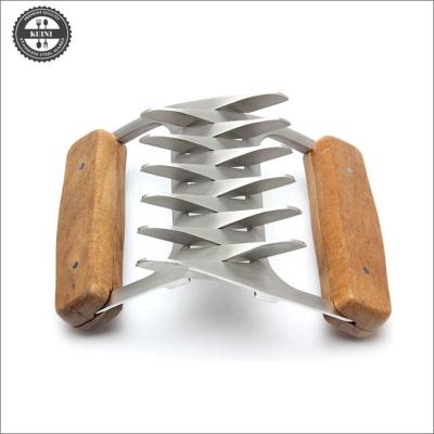 China Easily Cleaned 18/8 Stainless Steel Meat Shredder Claw With Wooden Handle for sale