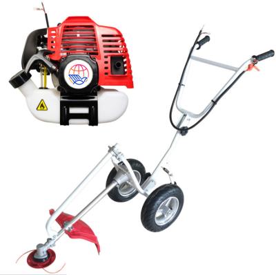 China 2-Stroke 2 Stroke 52cc Hand Push Brush Cutter Grass Trimmer Lawn Mower With Two Wheels for sale