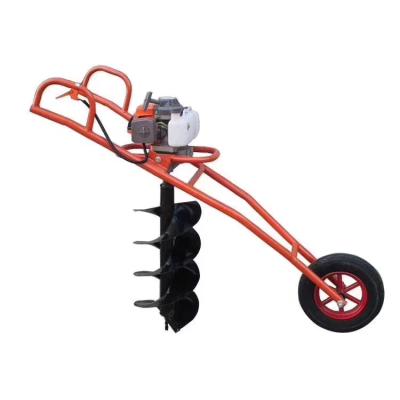 China Easy Start Hand Push Earth Auger Gasoline Trolley Earth Auger Machine 63cc Tree Planting Auger for sale