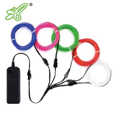 China Offers 360 Degrees Illumination 5 By 1 Meter Battery Neon Lights Kit Portable EL Wire For DIY Christmas Decoration for sale