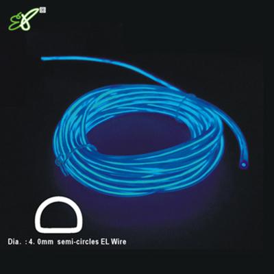 China Offer 360 Degree Multi Color Suit Illumination 4mm Semicircle EL Wire Neon Wire Rope for Car Party Decoration with 3VDC Battery Controller for sale