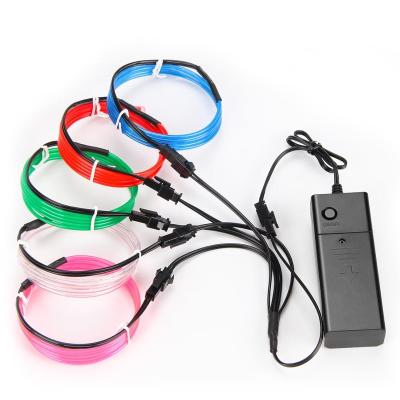 China Clothing Neon EL Wire Lights Kit with 4 Modes Portable Battery Operated for DIY Party Decoration, 5 in 1-Meter EL Wire for sale