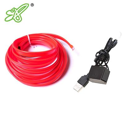 China Offer 360 degree illumination EL wire with 6mm stitching edge, 16.5FT USB neon light with fuse protection for auto car interior decoration for sale