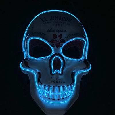 China Eco-friendly Scary Mask Materia Halloween Cosplay Led Costume Mask EL Wire Light Up Halloween Festival Party for sale