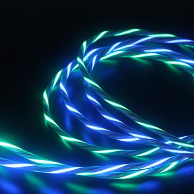 China Charging& Hot Selling 3ft Long Data Transfer Blue And Green Color Led Light USB Charger Cable For Type C for sale