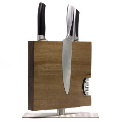 China Sustainable Magnetic Popular Knife Block Custom Wooden Knife Holder For Kitchen for sale