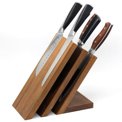 China Viable High Quality Magnetic Plant Nature Acacia Wood Block Knife Holder for sale