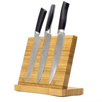 China Viable Hot Sale Customized Double Side Magnet Holder Bamboo Wooden Strong Block Knives Rack for sale