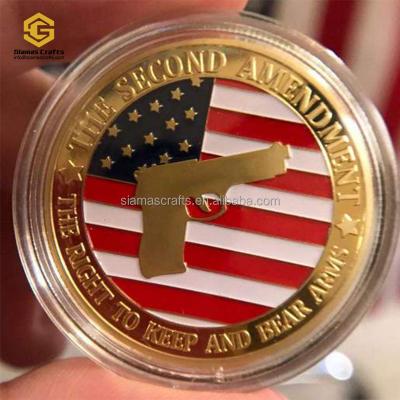 China 24k Gold Custom Worldwide USA Freedom Democracy Gun Control 2nd Second Amendment Challenge Commemorative Coin for sale