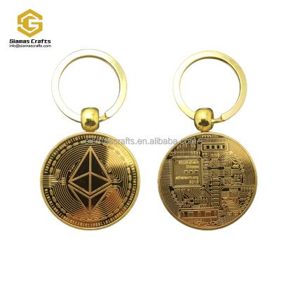 China Worldwide Custom Game 3D Gold Plated Metal Ethereum Coin Key Chain for sale