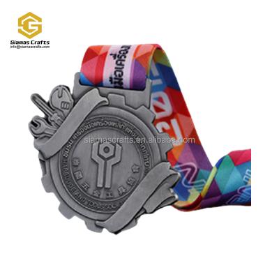 China All worrld China 3D metal sport medal ribbon custom with medal lanyard for sale