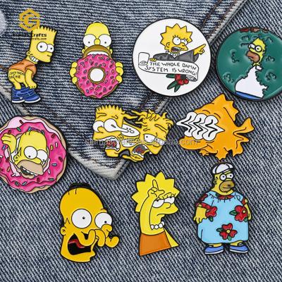 China Simpson World Cute Family Anime Cartoon Funny Lapel Pins Grab Back Vintage Jewelry for sale