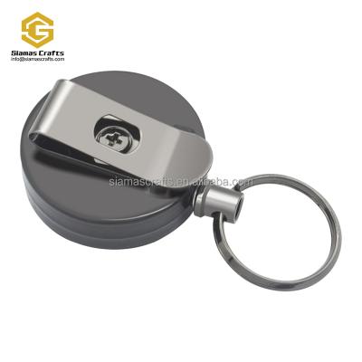 China Durable Multi Functional Blank Retractable Metal Holder Sublimation Bling ID Badge Reel For Key for sale