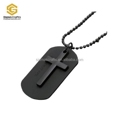 China World Jesus Cross Men Stainless Steel Necklace Black Bible Punk Dog Tags Military Pendant Religious Dog Tag Prayer Jewelry Gifts for sale