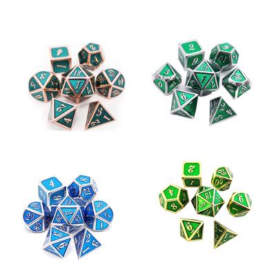 China Nontoxic. eco-friendly 6 sapphire dnd metal die kingtop polyhedral black enamel d6 d20 d4 d12 d24 for sale