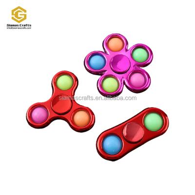 China Eco-Friendly Decompression In The Push Running Sound Hit Amazon Play Plastic Spinners Wiggle Finger Spinner Toy Push Pop Bubble Fidget Spinner for sale