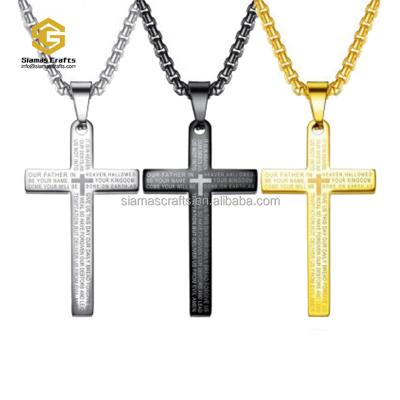 China New Design Stainless Steel Titanium Cross Religious Christ Jesus Pendant Necklace Pray Gift Eco - Friendly for sale