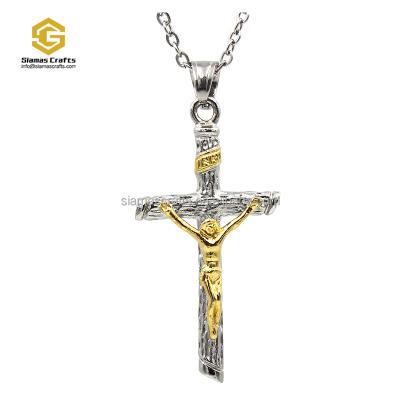 China Hot Selling Religion Eco-friendly Hip Hop Jesus Cross Pendants Necklace Jewelry Stainless Steel for sale